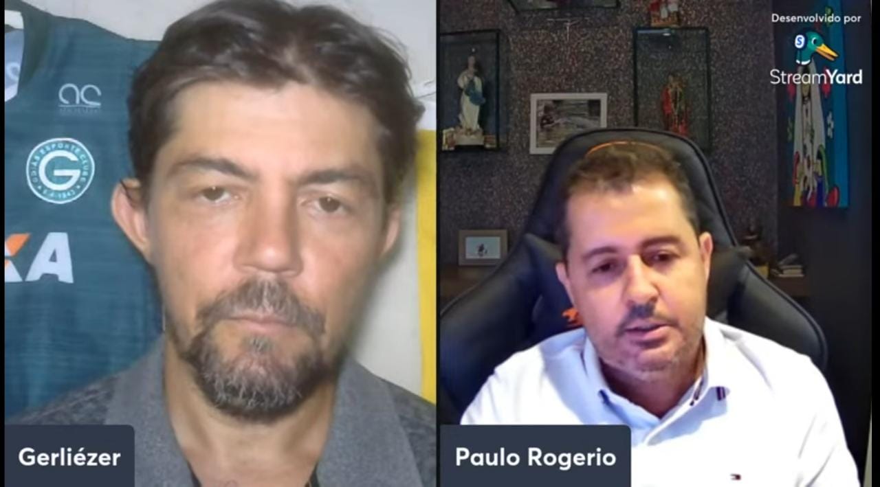 Presidente do Goiás em entrevista com o repórter Gerliézer Paulo